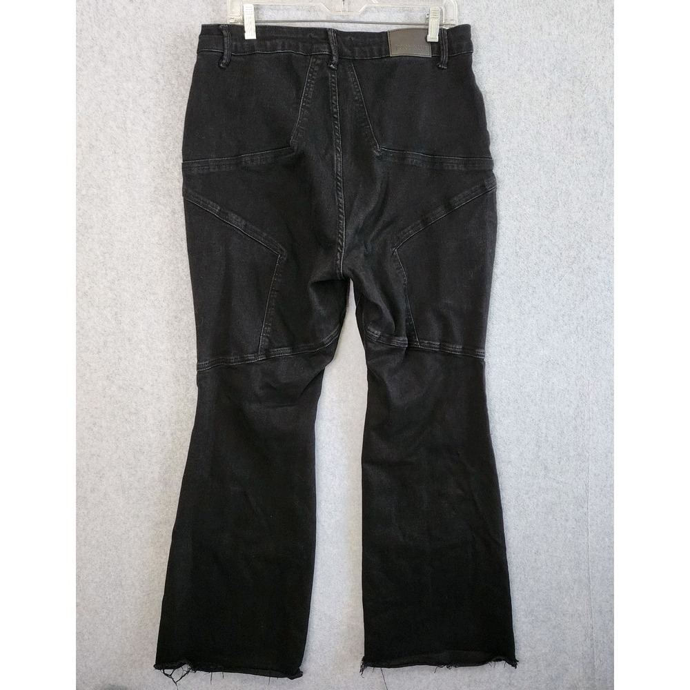 Judy Blue Flare Jeans Womens 16W Black Raw Hem Stretch Star High Rise Boho Retro
